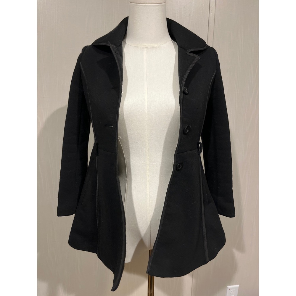 Y2K JouJou Black Flared Peacoat Princess Coat Size Sm